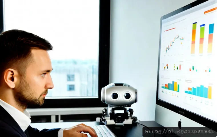 데이터과학과 데이터 분석의 차이 - Photorealistic modern Warsaw office, clear side-by-side comparison scene: a Polish data scientist bu...